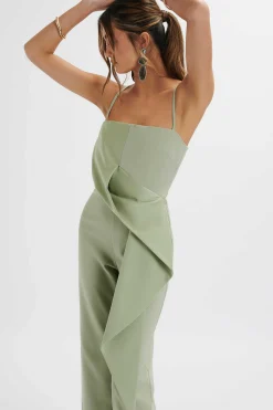 Lavish Alice Jumpsuits & Playsuits<Ada Waterfall Frill Jumpsuit In Sage Green