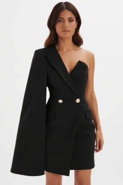Lavish Alice Dresses<Aire Boned One Shoulder Cape Blazer Dress In Black