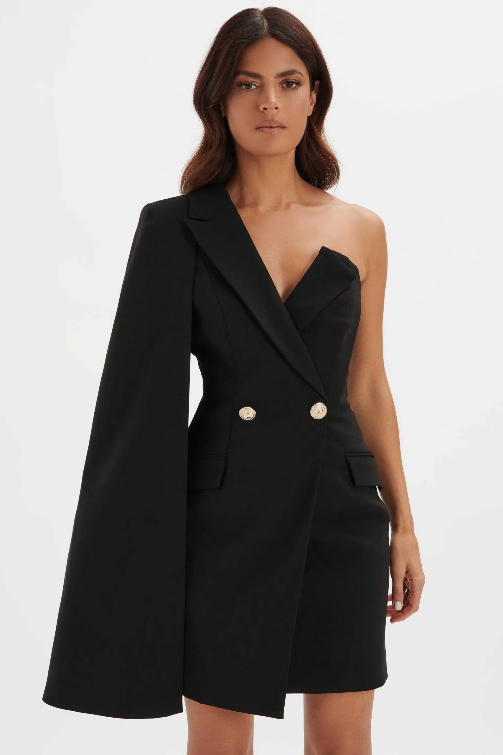 Lavish Alice Dresses<Aire Boned One Shoulder Cape Blazer Dress In Black