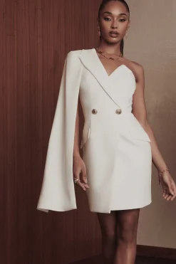 Lavish Alice Dresses<Aire One Shoulder Cape Blazer Dress In White