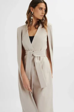 Lavish Alice Suiting<Alexia Longline Belted Cape Blazer In Stone