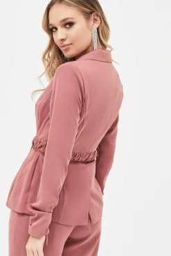 Lavish Alice Suiting<Allison Belted Ruche Sleeve Jacket In Dusty Rose