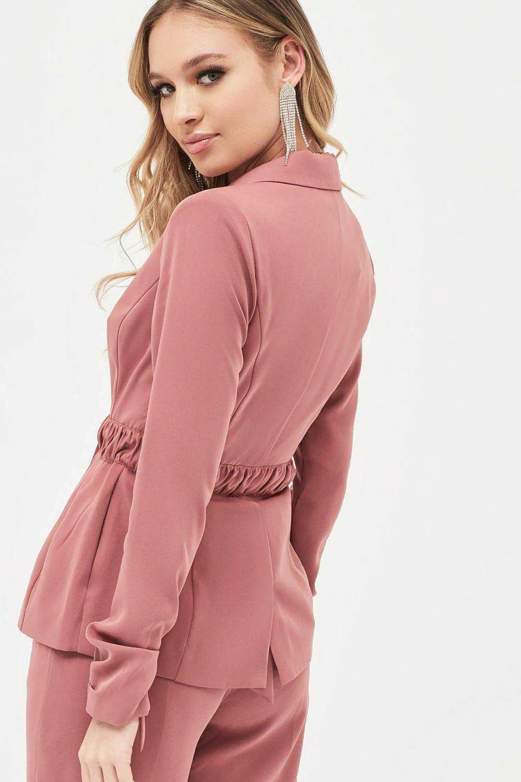 Lavish Alice Suiting<Allison Belted Ruche Sleeve Jacket In Dusty Rose