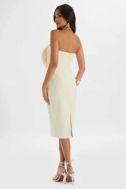 Lavish Alice Dresses<Belle 3D Flower Bandeau Midi Dress In Champagne