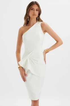 Lavish Alice Dresses<Billie One Shoulder Midi Dress In White