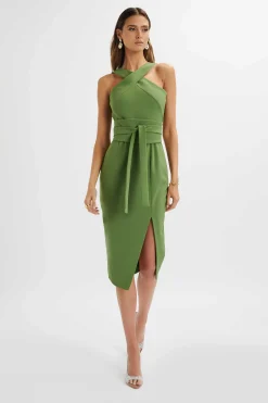 Lavish Alice Dresses<Brielle Obi Belt Halterneck Midi Dress In Green
