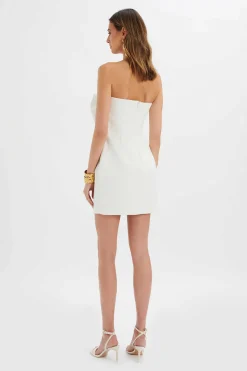 Lavish Alice Dresses<Bryanna 3D Flower Bandeau Satin Mini Dress In White