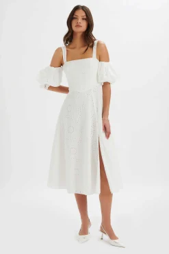 Lavish Alice Dresses<Charli Off Shoulder Broderie Dress In White