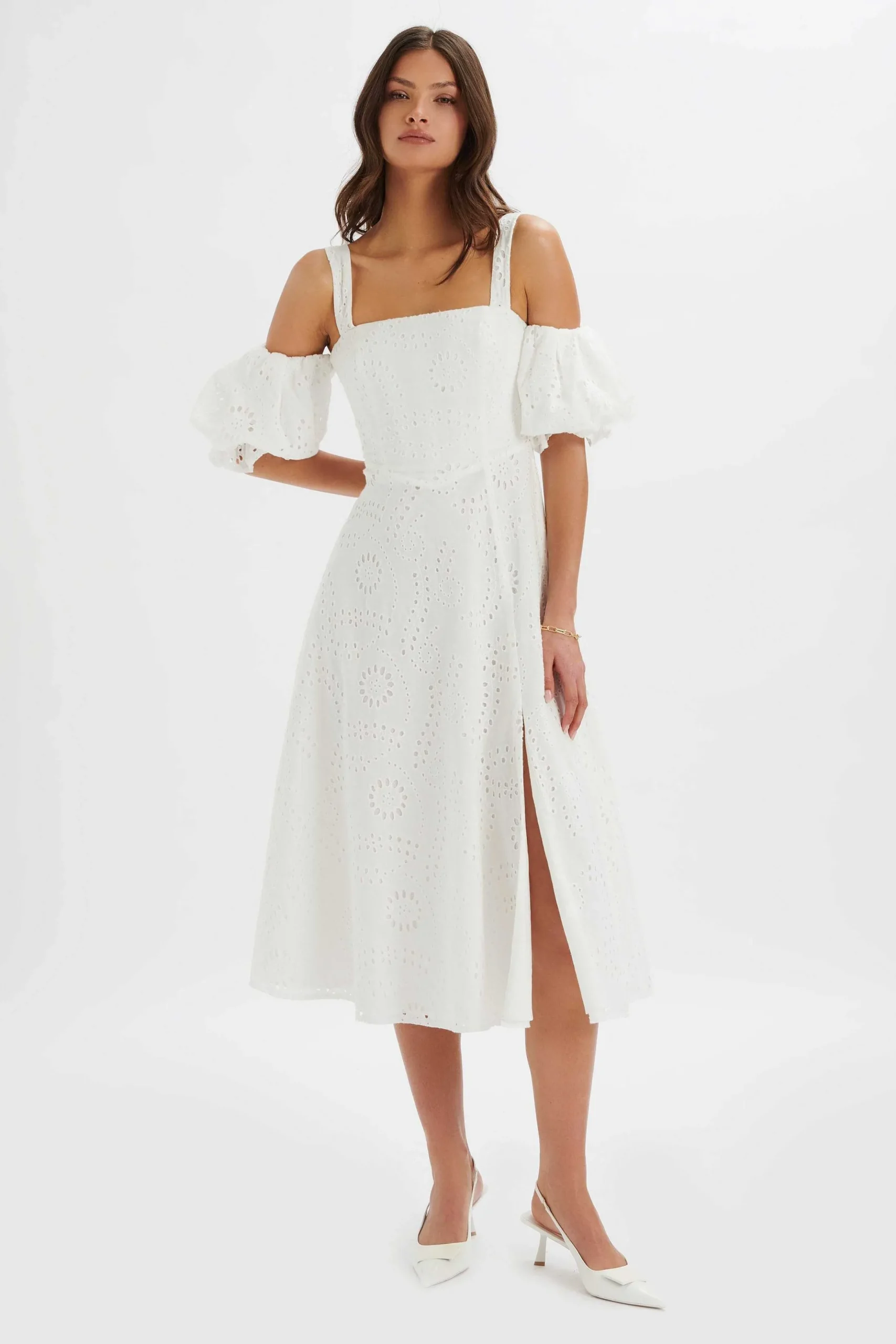 Lavish Alice Dresses<Charli Off Shoulder Broderie Dress In White