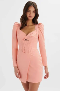 Lavish Alice Dresses<Charlie Twist Front Pleated Mini Dress In Peach