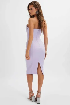 Lavish Alice Dresses<Ella Pleated Cowl Bandeau Midi Dress In Lilac