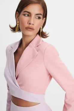 Lavish Alice Wedding Guest<Ellie Colour Block Blazer Wrap Mini Dress In Lilac & Pink