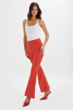 Lavish Alice Suiting<Ellisa Crystal Embellished Fit And Flare Trousers In Red