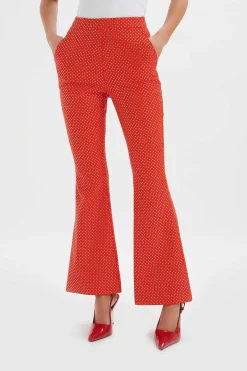 Lavish Alice Suiting<Ellisa Crystal Embellished Fit And Flare Trousers In Red