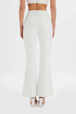 Lavish Alice Suiting<Ellisa Crystal Embellished Fit And Flare Trouser In White
