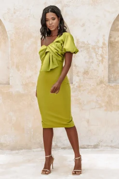 Lavish Alice Dresses<Elsie Twist Front One Shoulder In Olive Green