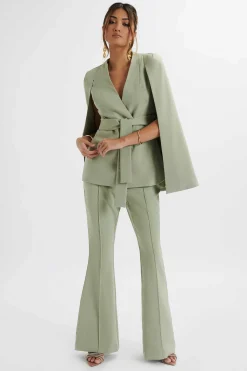 Lavish Alice Suiting<Emelie Fit & Flare Trousers In Sage Green