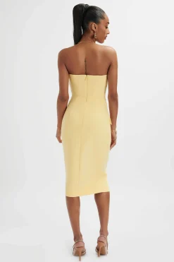Lavish Alice Dresses<Fluer Bandeau Tailored Midi Dress In Pastel Yellow