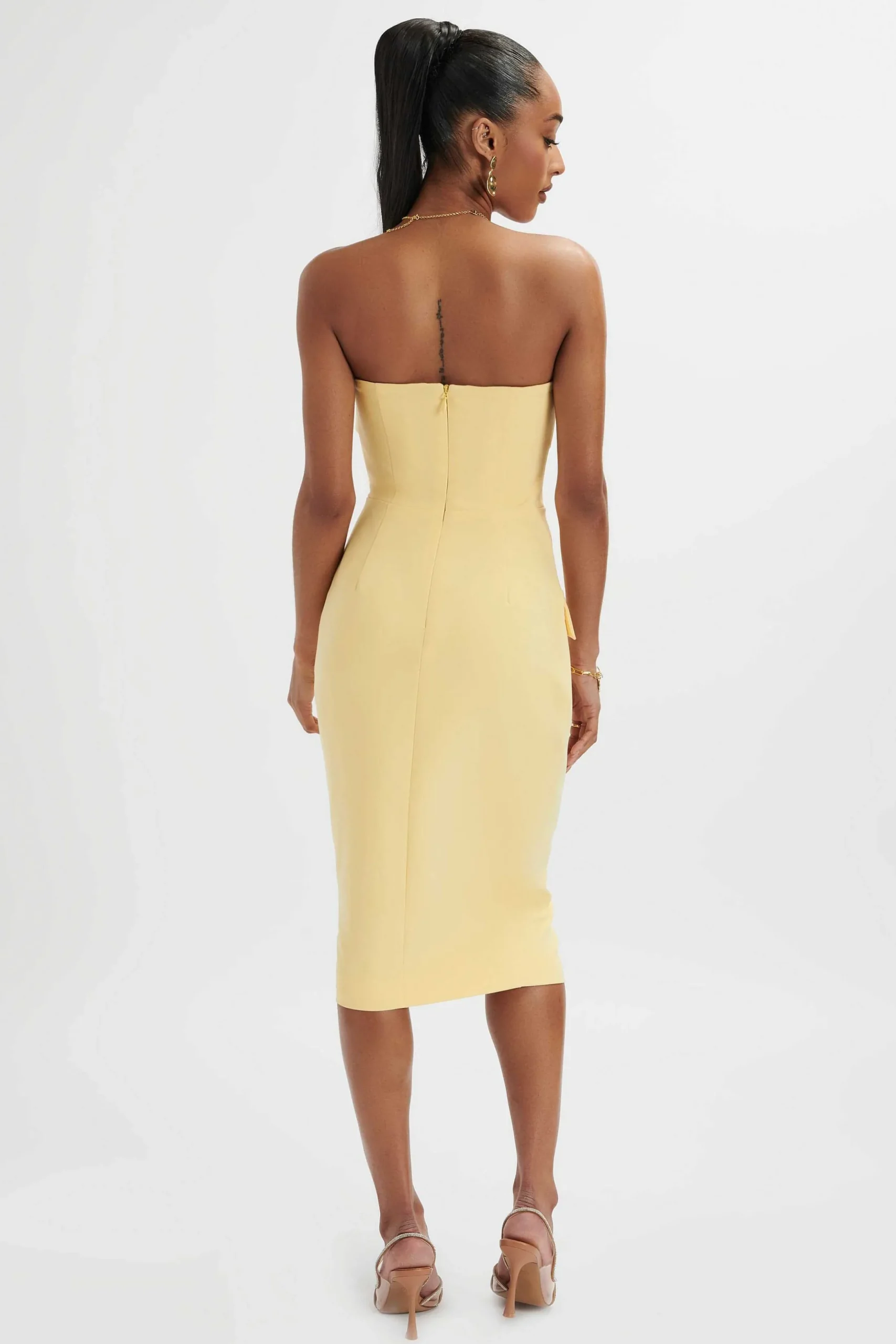 Lavish Alice Dresses<Fluer Bandeau Tailored Midi Dress In Pastel Yellow