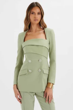 Lavish Alice Suiting<Freja Tailored Bandeau Blazer In Sage Green
