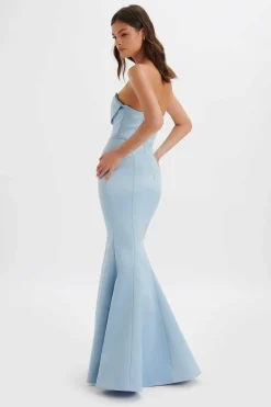 Lavish Alice Dresses<Freya Bonded Satin Cowl Neck Maxi Dress In Dusty Blue