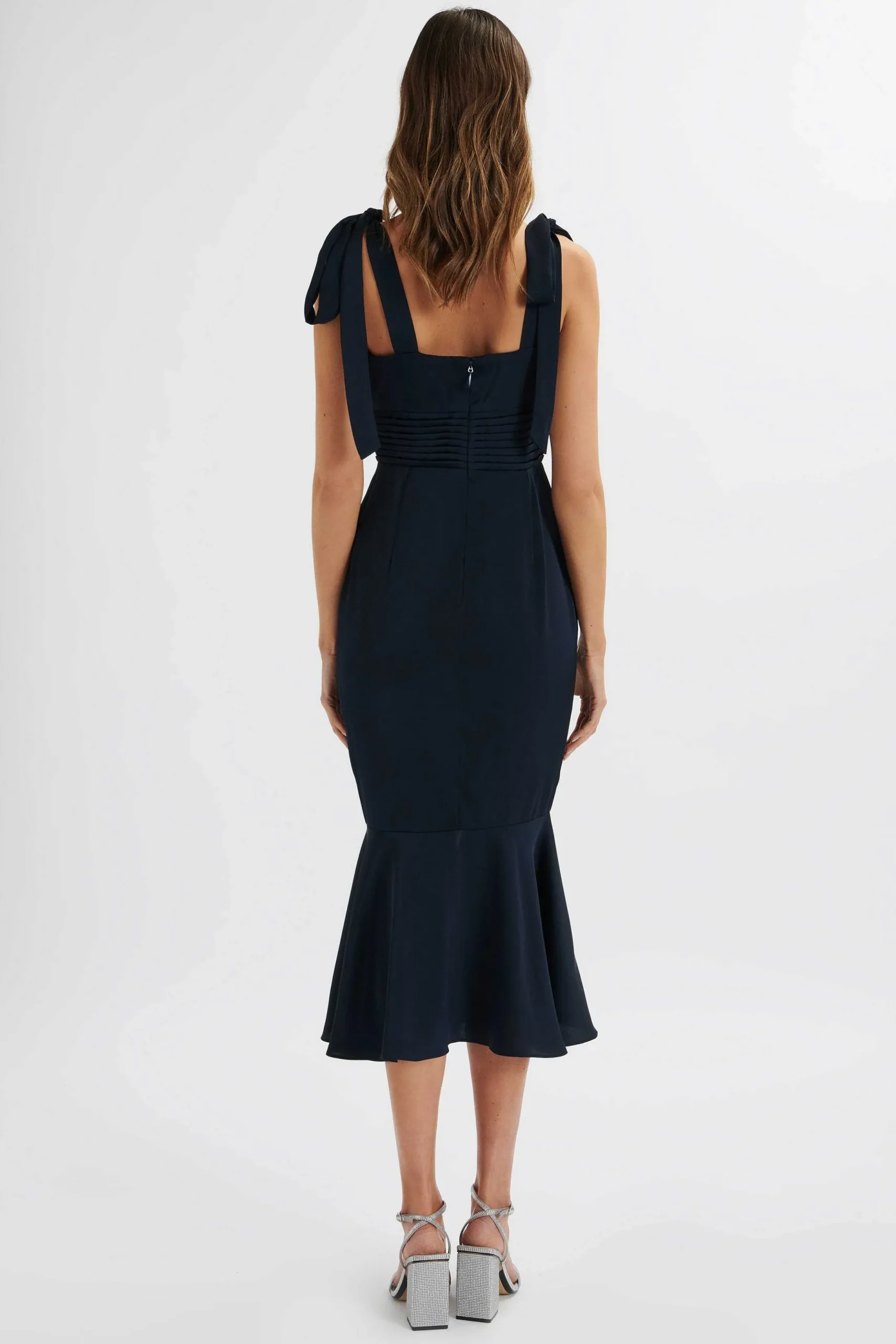 Lavish Alice Dresses<Indie Satin Cowl Neck Micro Button Longline Midi Dress In Navy