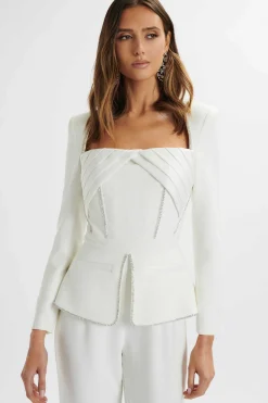 Lavish Alice Jumpsuits & Playsuits<Jessie Diamante Trim Tailored Jumpsuit In White