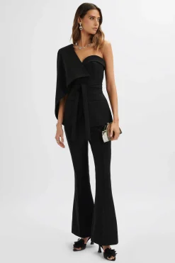 Lavish Alice Suiting<Juno Obi Belted Asymmetric Cape Blazer In Black