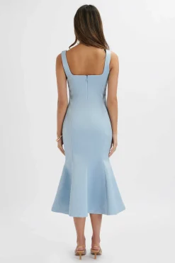Lavish Alice Dresses<Lainey Structured Satin Midi Slip Dress In Cornflower Blue