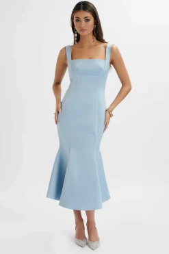 Lavish Alice Dresses<Lainey Structured Satin Midi Slip Dress In Cornflower Blue