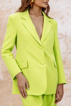 Lavish Alice Suiting<Liana Tailored Masculine Blazer In Chartreuse