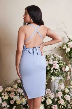 Lavish Alice Dresses<Liliana Curve Cross Back Cowl Neck Midi Dress In Cornflower Blue