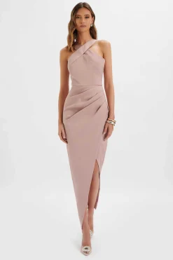 Lavish Alice Dresses<Madeline Satin Cross Front Wrap Maxi Dress In Dusty Purple