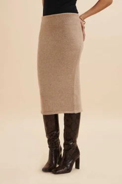 Lavish Alice Knitted Separates<Martina Knitted Cashmere Blend Midi Skirt In Beige