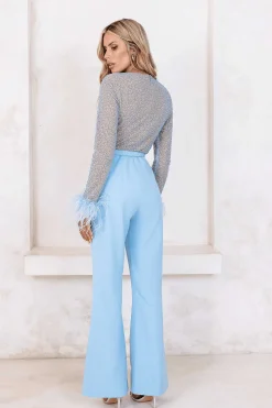 Lavish Alice Jumpsuits & Playsuits<Myla Beaded Sequin Jumpsuit In Baby Blue