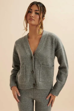 Lavish Alice Knitted Separates<Nella Knitted Cashmere Blend Relaxed Cardigan In Grey