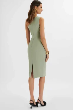 Lavish Alice Dresses<Pandora Asymmetric Oversized Statement Bow Midi Dress In Sage Green