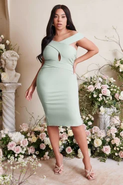 Lavish Alice Dresses<Raelynn Curve Off Shoulder Wrap Ponte Dress In Sage