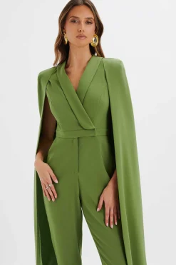 Lavish Alice Jumpsuits & Playsuits<Rayna Cape Style Tailored Jumpsuit In Green