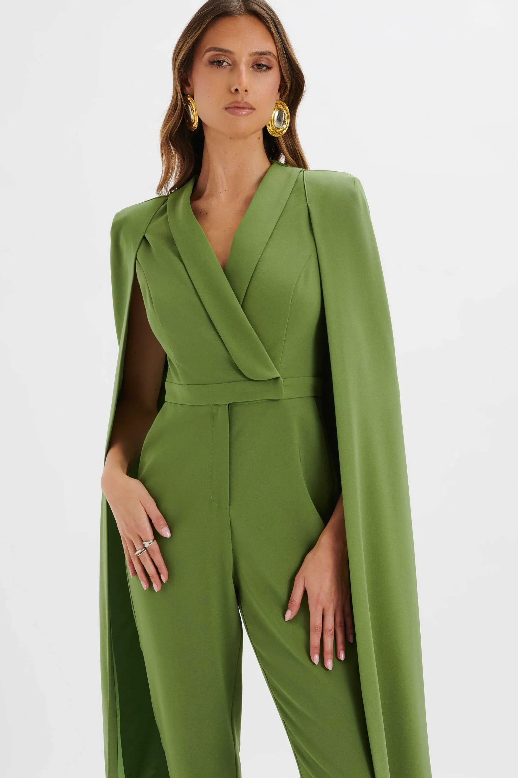 Lavish Alice Jumpsuits & Playsuits<Rayna Cape Style Tailored Jumpsuit In Green