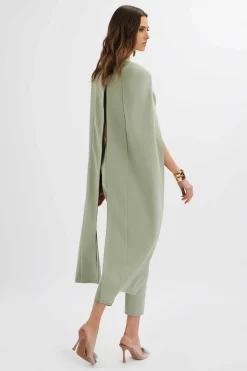 Lavish Alice Jumpsuits & Playsuits<Rayna Longline Cape Tailored Jumpsuit In Sage Green