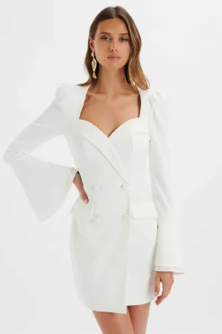 Lavish Alice Dresses<Rebeccah Flared Sleeve Blazer Mini Dress In White