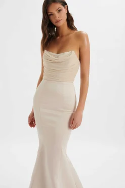 Lavish Alice Dresses<Renata Bonded Satin Corset Maxi Dress In Champagne