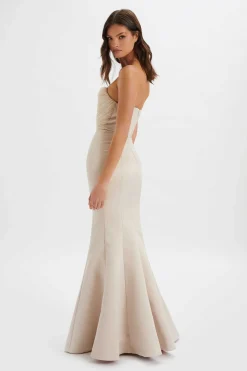 Lavish Alice Dresses<Renata Bonded Satin Corset Maxi Dress In Champagne
