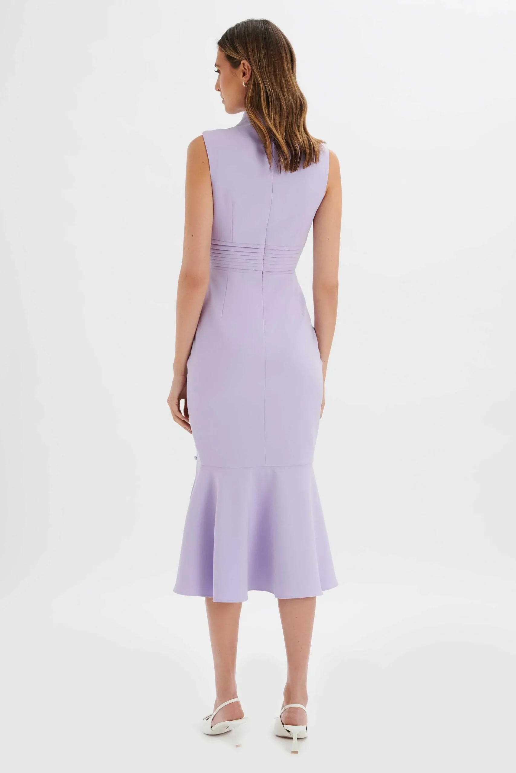 Lavish Alice Dresses<Saffron High Neck Micro Button Midi Dress In Lilac