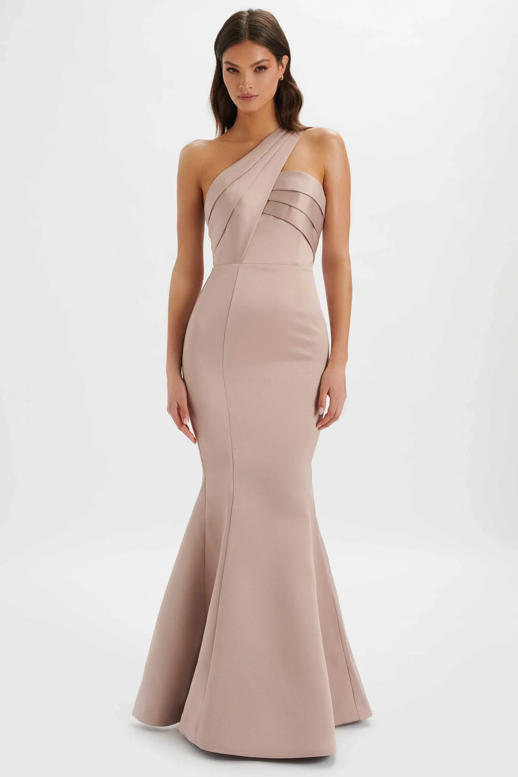 Lavish Alice Dresses<Shailene Bonded Satin Asymmetric Maxi Dress In Mink