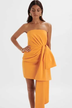 Lavish Alice Dresses<Shakira Bandeau Half Bow Drape Midi Dress In Apricot