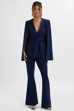 Lavish Alice Suiting<Skye Belted Cape Blazer In Navy