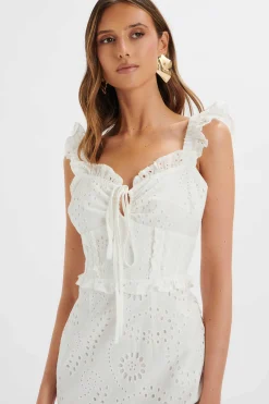 Lavish Alice Dresses<Sofi Broderie Anglais Ruffle Fishtail Midaxi In White