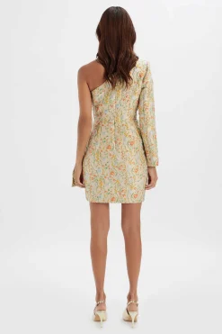 Lavish Alice Dresses<Suki One Shoulder Wrap Mini Dress In Floral Brocade